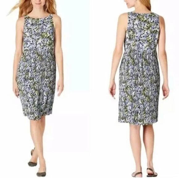 J. Jill Dresses & Skirts - J Jill Granite Water Floral Bloom Accordion Pleat Dress Size XL